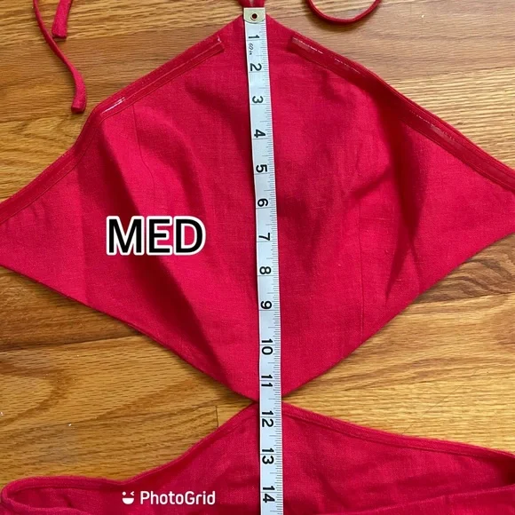 Ronny Kobo Red Marietta Cutout Linen Halterneck Maxi Dress - Picture 8 of 13